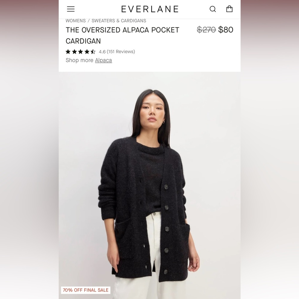 Everlane THE OVERSIZED ALPACA POCKET CARDIGAN